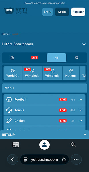Picking a competition on the YetiBet app