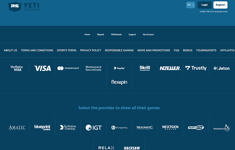 Screenshot of YetiBet withdrawal page