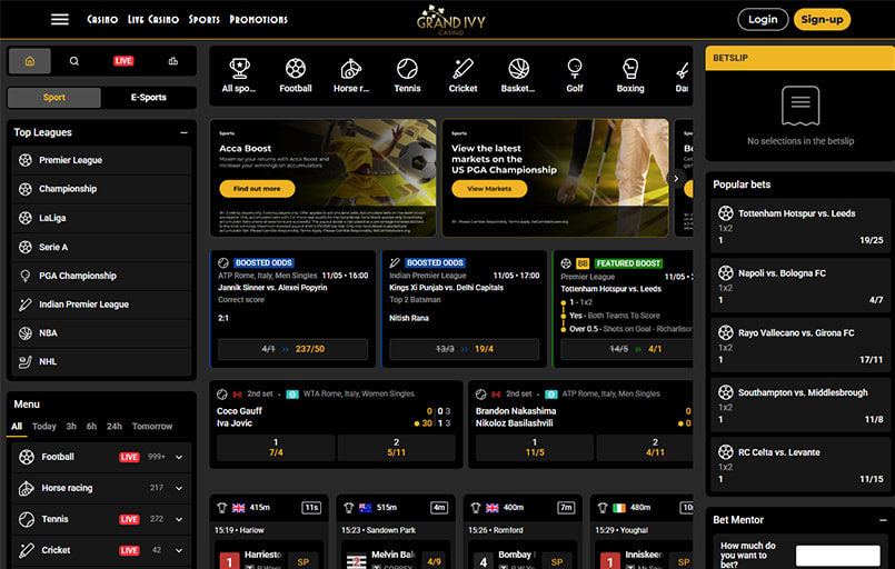 The Grand Ivy Sports betting homepage