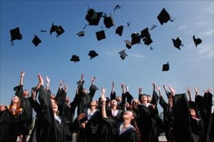 Students celebrating graduation