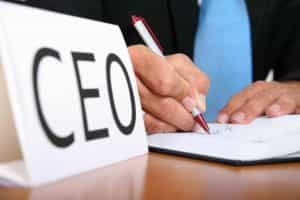 CEO sign on a desk.