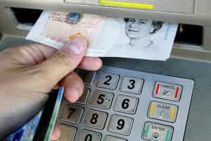 Withdrawing cash from a machine