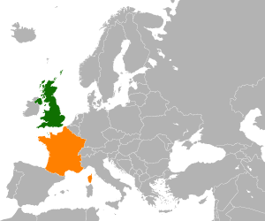 UK and France on the map