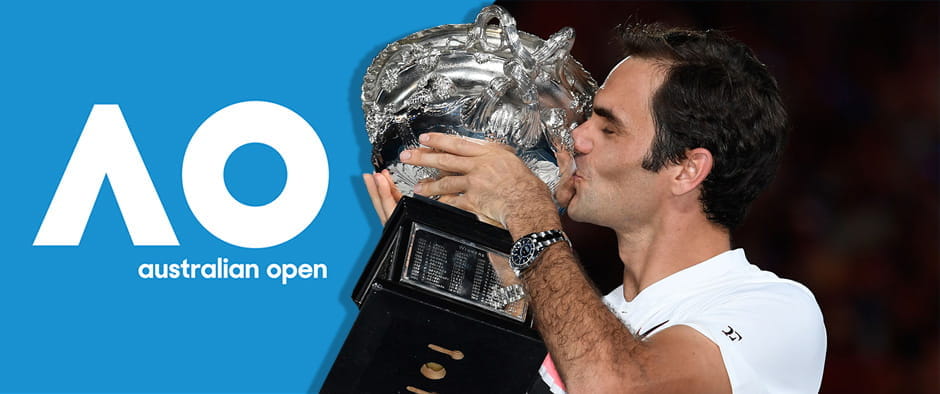 Roger Federer with the trophy