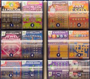 scratchcards on display