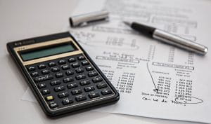 A calculator and financial report
