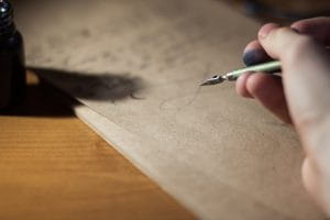 Fountain pen and paper