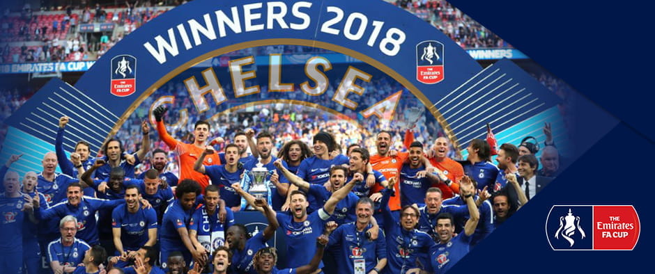 Chelsea celebrating winning the FA Cup