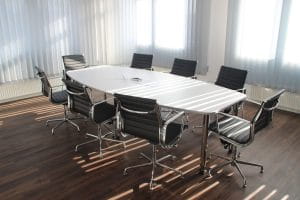 A table in a meeting room