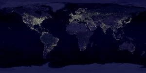 Map of the world with lights