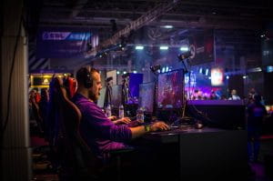 Man playing video games