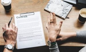 A contract on a table