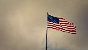 USA flag blowing in the wind