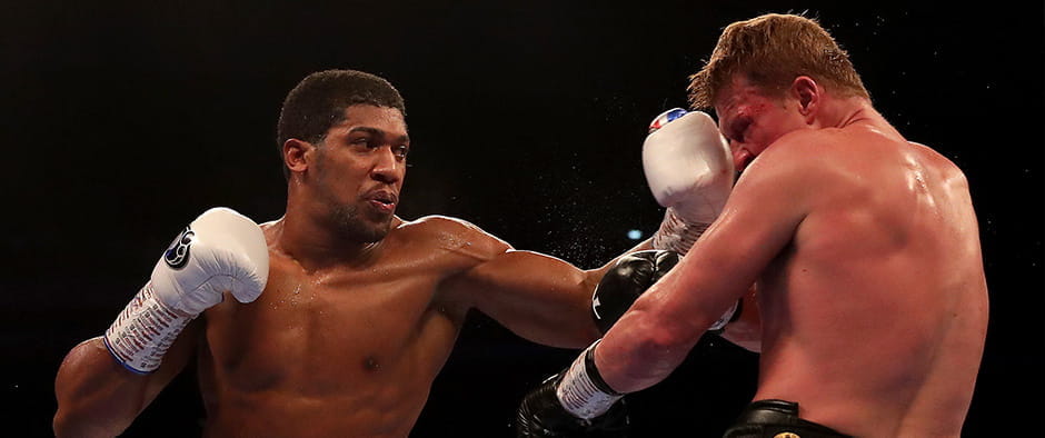 Anthony Joshua knocking out Povetkin