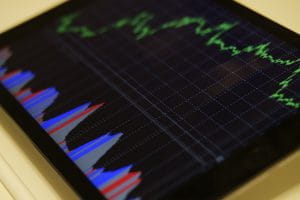 An iPad with a finance graph
