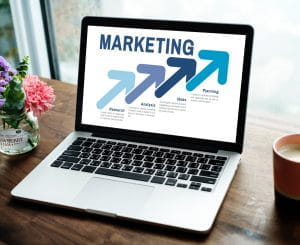 Laptop with marketing image