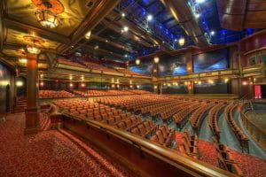 A conference theater room