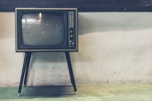 A television against a wall