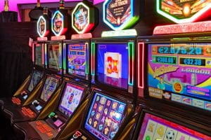 Slot machines in a casino
