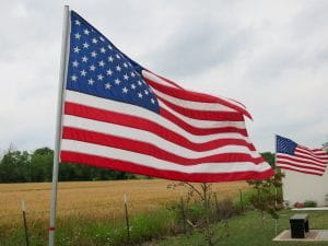 American flag in a field