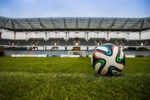 Football on a pitch