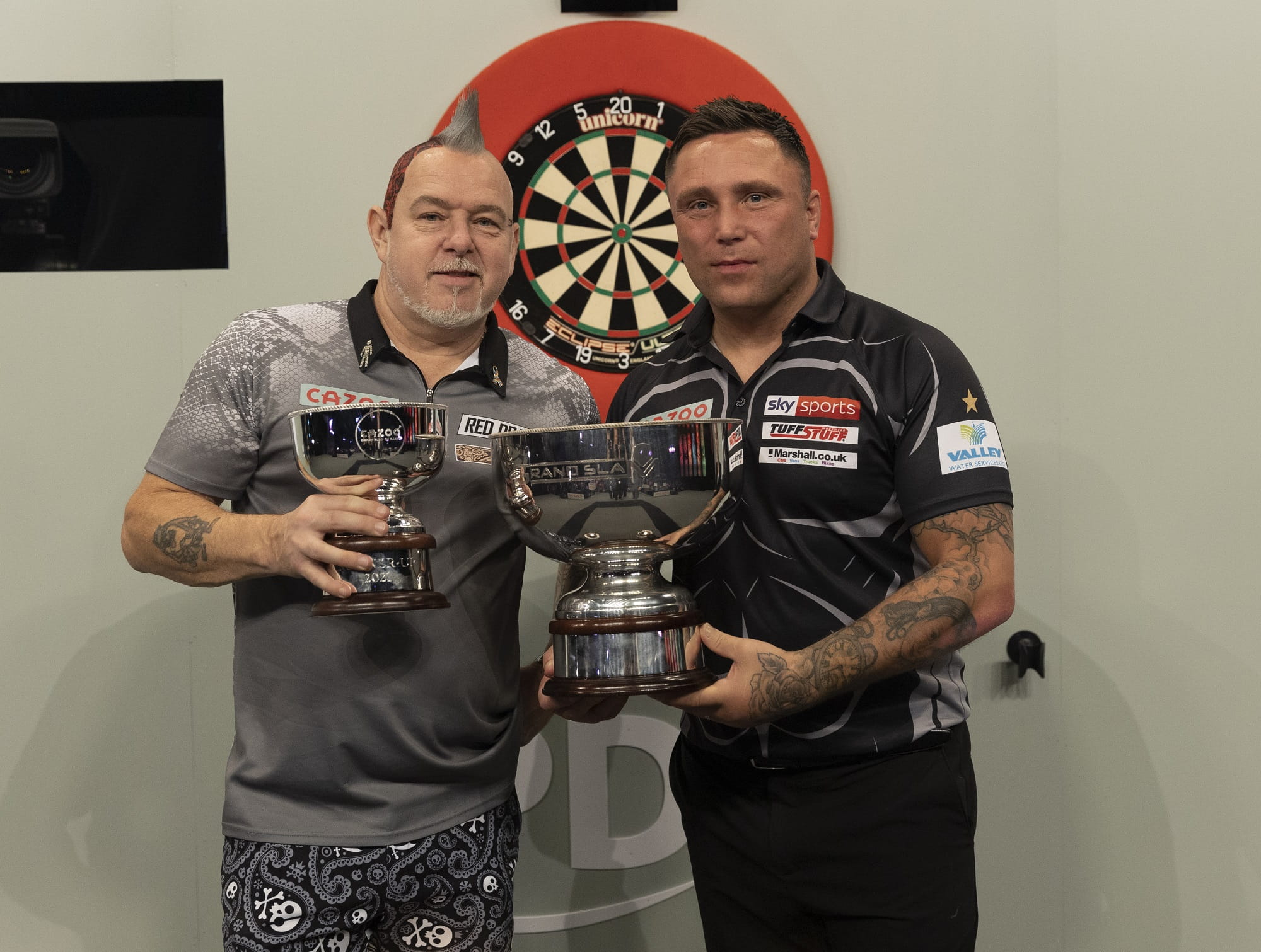 World Champion darts players Peter Wright and Gerwyn Price.