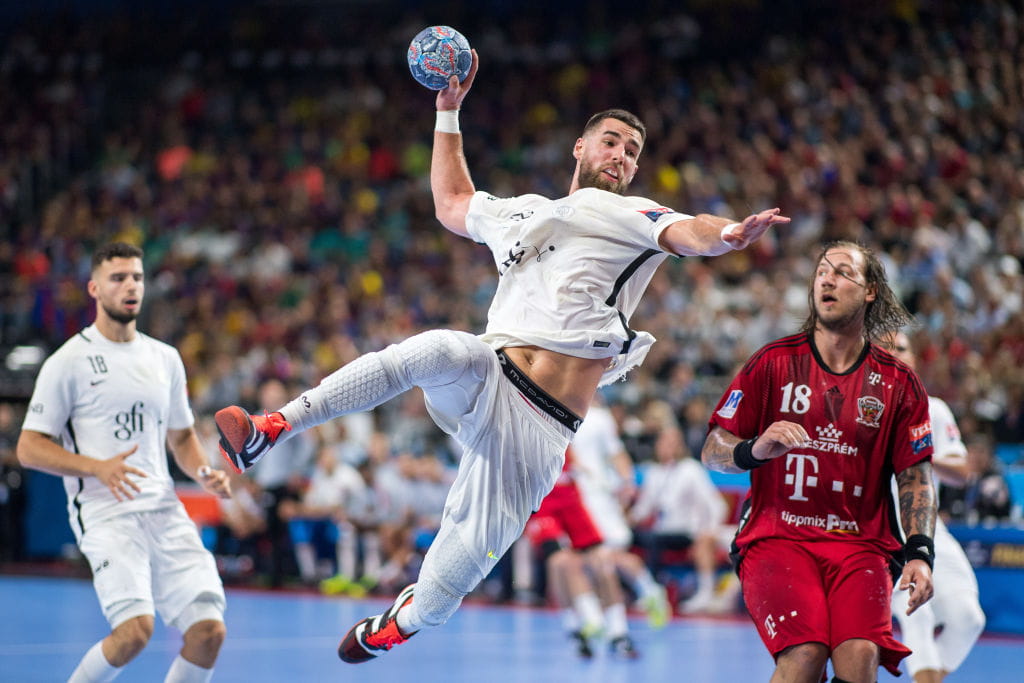 Live action during a 2017 Handball match in Cologne, Germany.