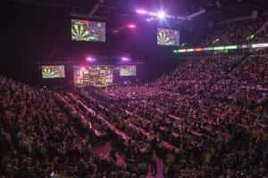 12,000 darts fans packed into Manchester’s AO Arena for a 2022 visit of the Cazoo Premier League.