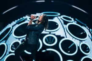 Bulgaria’s Intelligent Music Project performing at the 2022 Eurovision Song Contest.