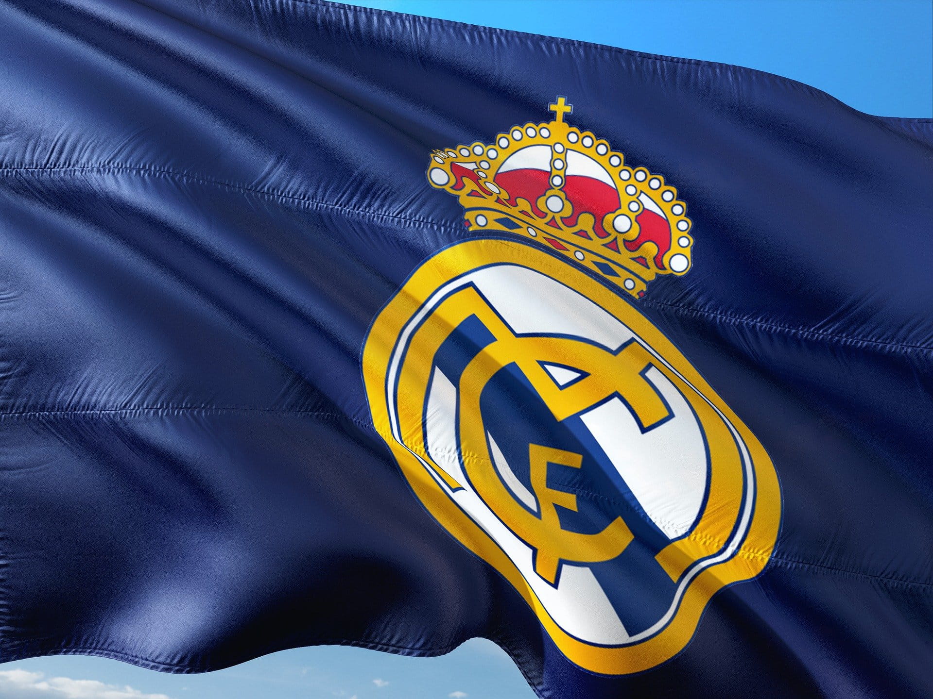 Real Madrid flag blowing in the wind