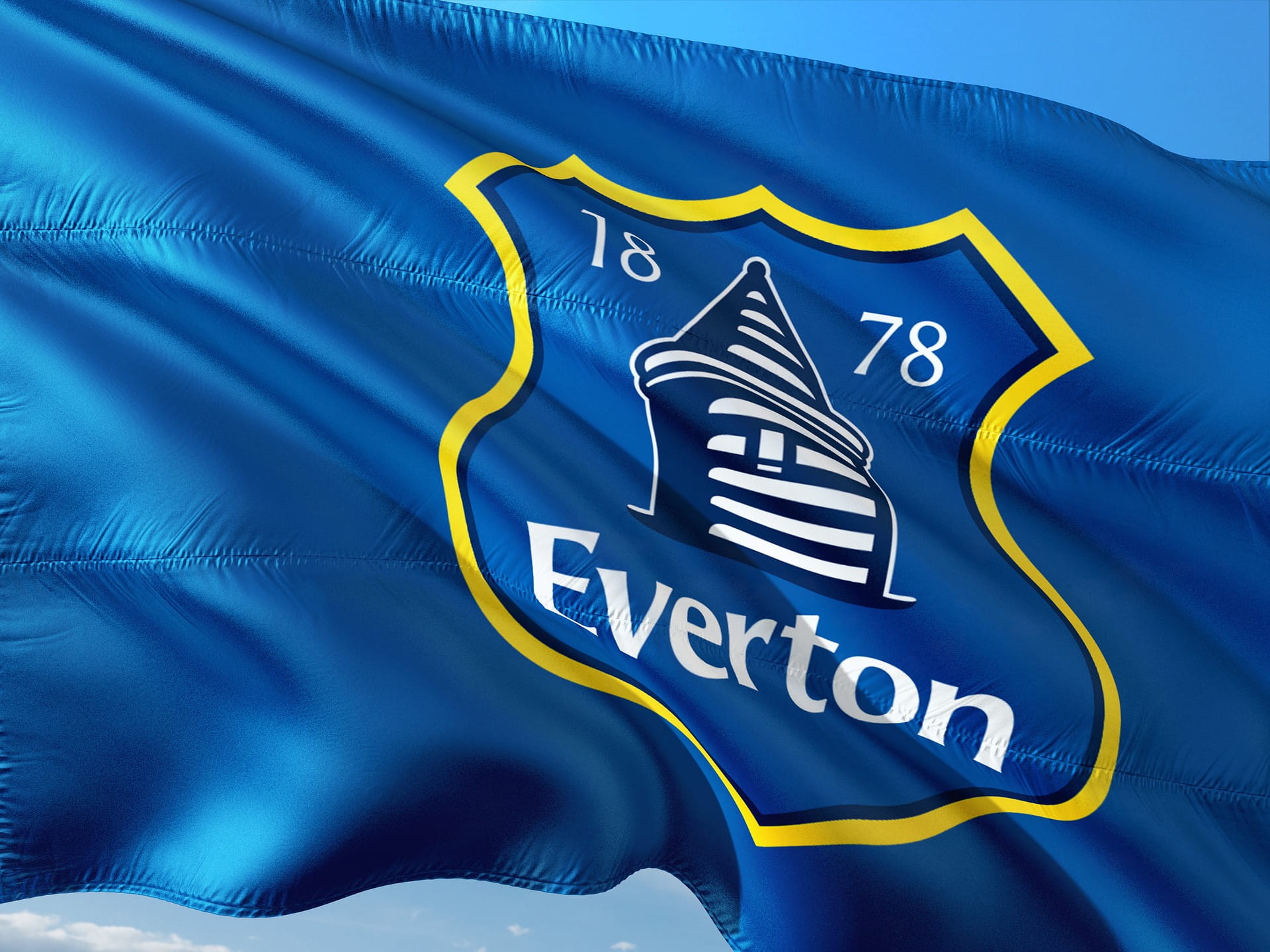 A picture of an Everton flag blowing in the wind