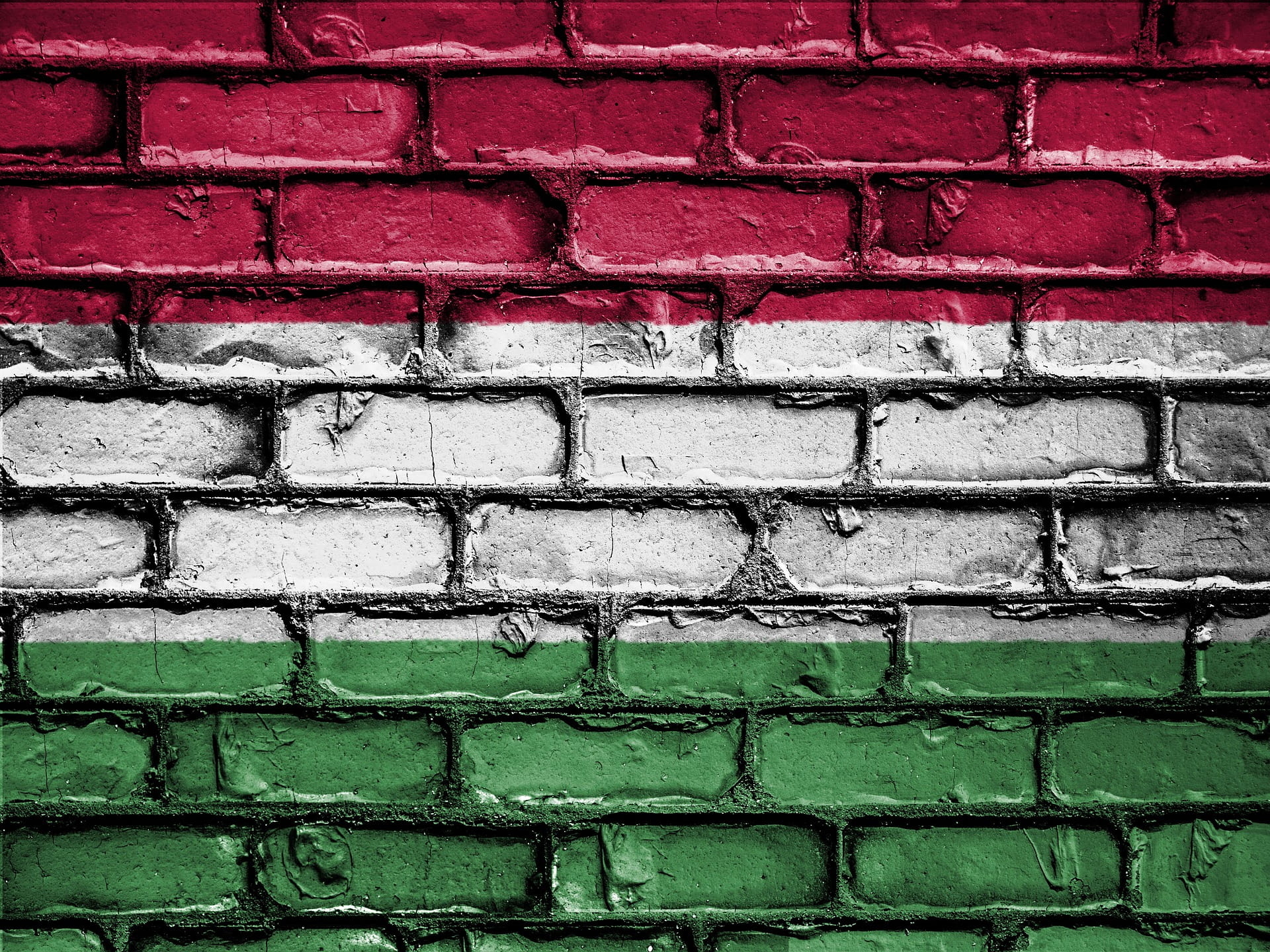 A picture of a brick wall in the Hungarian colours