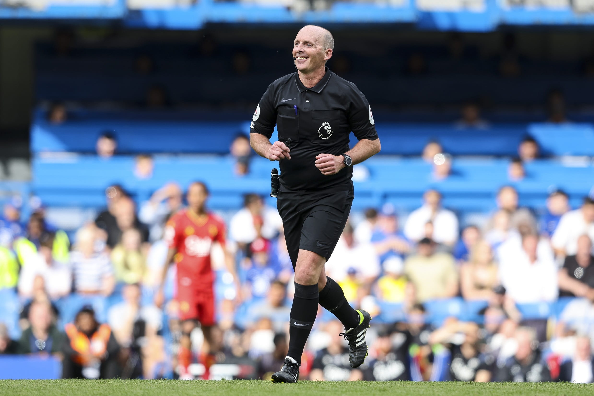 Referee Mike Dean officiating his last game in May 2022. 