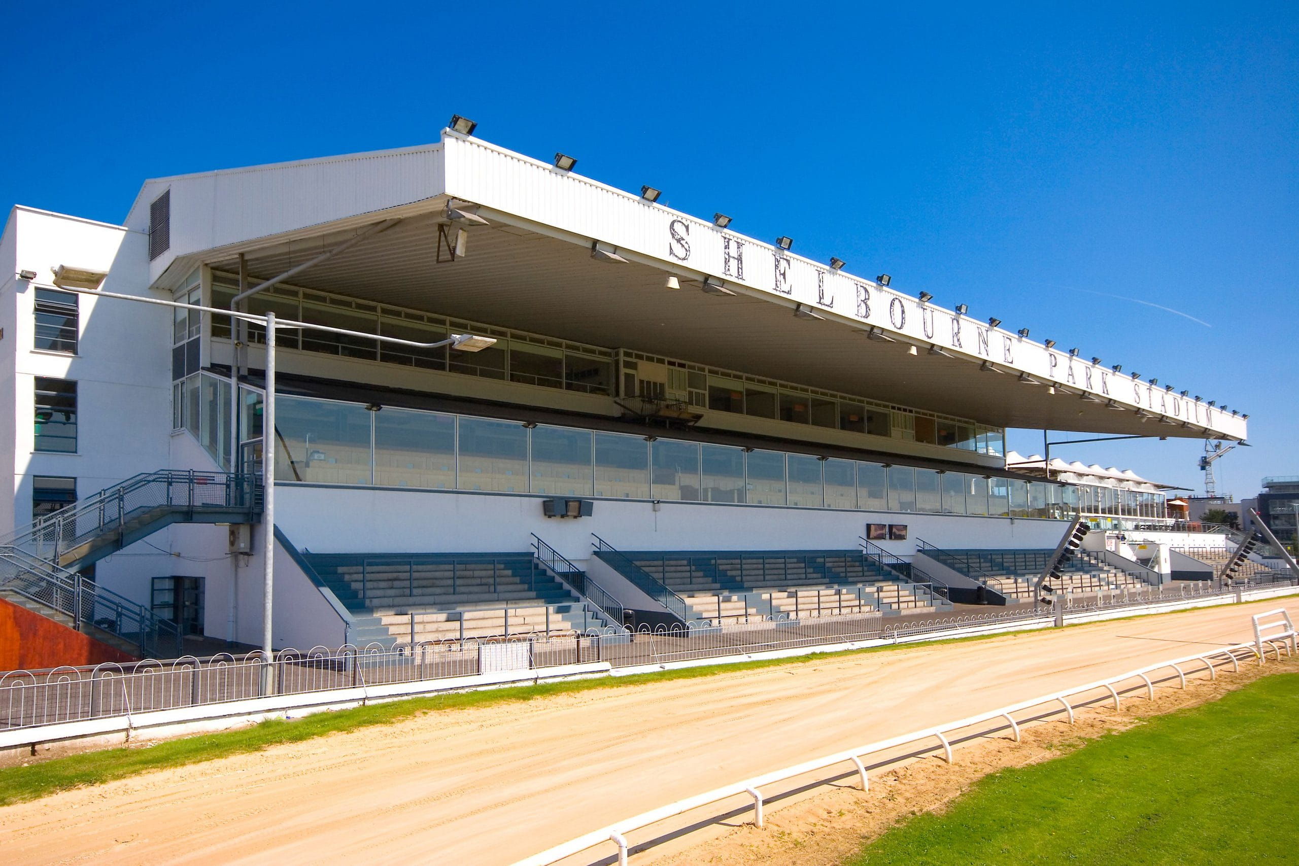 Shelbourne Park Greyhound Stadium Grandstand.