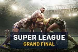 Picture of rugby players with the Super League branding shown