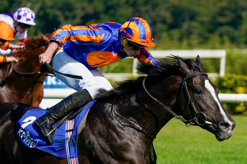 Ryan Moore riding Auguste Rodin to win the KPMG Champions Juvenile Stakes at Leopardstown.