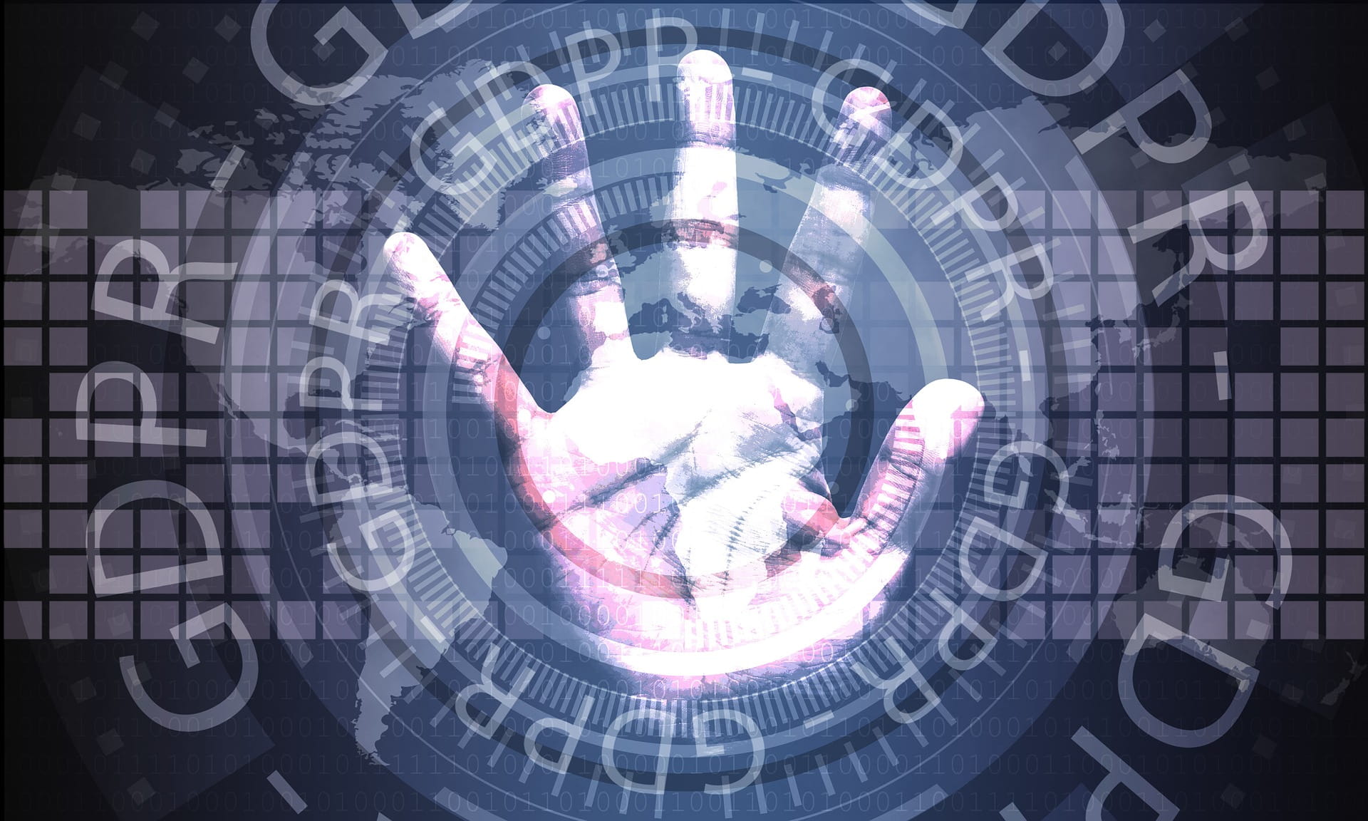 Gambar tangan dengan huruf GDPR ditampilkan.