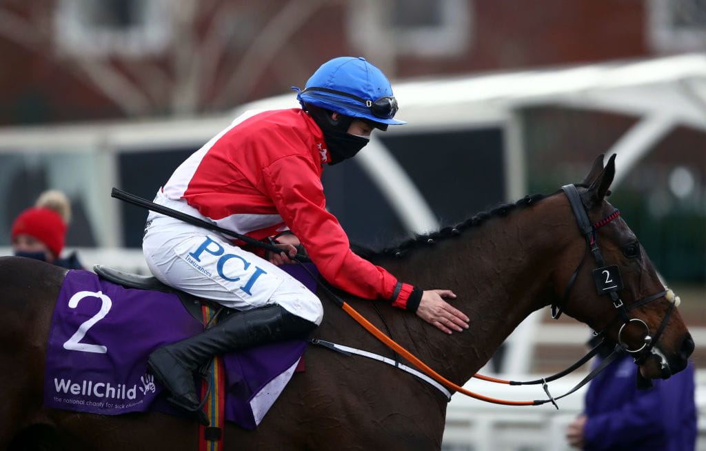 Jockey Rachael Blackmore pats A Plus Tard after victory at Cheltenham.