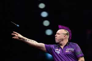 Peter Wright at the oche.
