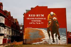 A mural on Southport Promenade of Red Rum.