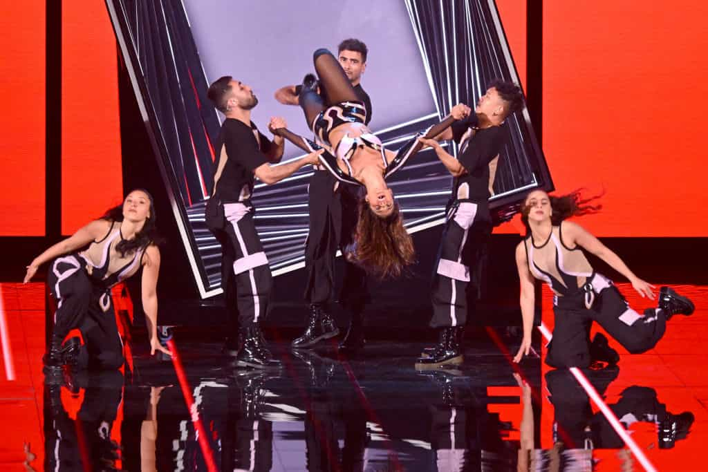 Noa Kirel, the representative for Israel, performs during a dress rehearsal for the Eurovision Song Contest 2023.