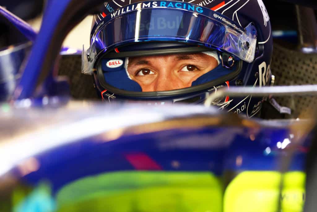 Alex Albon at the wheel of his 2023 Williams F1 car.