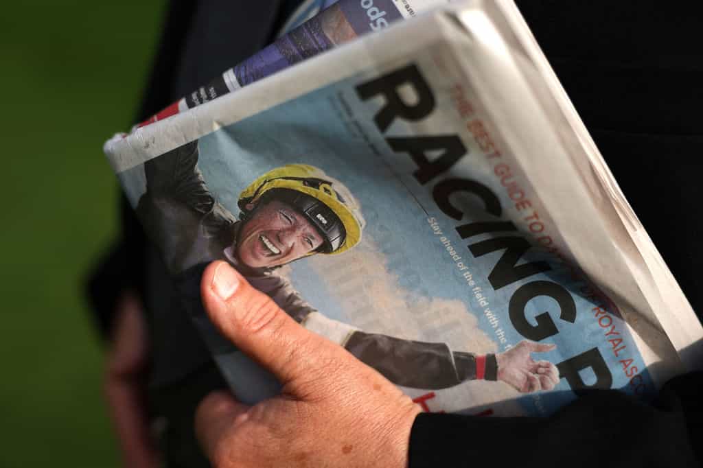 Frankie Dettori on the front page of the Racing Post newspaper
