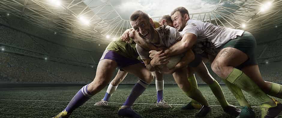Rugby players in a game