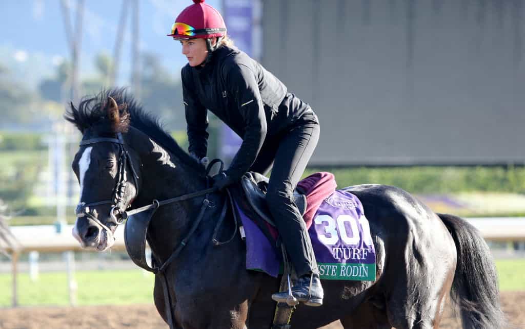 Auguste Rodin is on track in preparation for the Breeders' Cup Turf at Santa Anita Park.