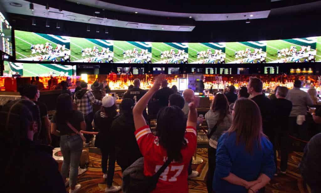 Caesars Palace Sportsbook pictured during the 2023 Super Bowl.