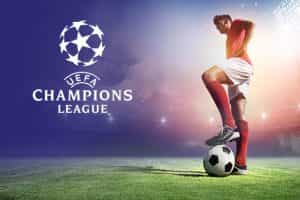 The iconic logo of the Champions League symbolises excellence and triumph in European football.