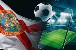 Florida flag, a mobile phone and a soccer ball.