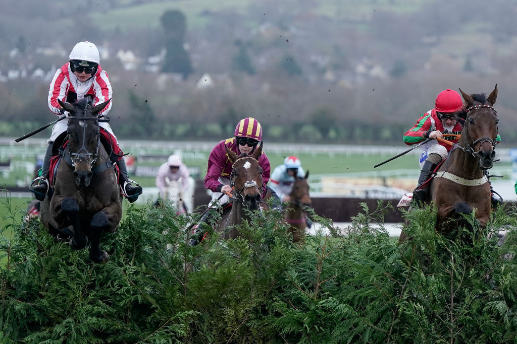 Gina Andrews riding Latenightpass wins the 2023 Glenfarclas Crystal Cup Cross Country Handicap Chase at Cheltenham.