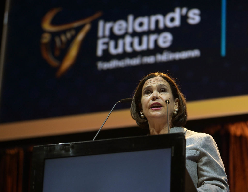 Sinn Fein leader Mary Lou McDonald speaks to the audience during 2022s Irelands Future Together We Can conference.